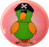 Piraten Papagei Button rot